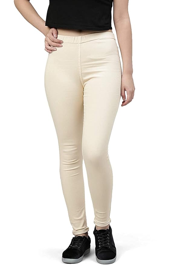 ADBUCKS Womens Slim Fit Denim Lycra Stretchable Jeggings Mid Rise, Ankle Length with Elasticated Waistband (Multi Color & Plus Size Also Available) (Size 30-46 Inch)