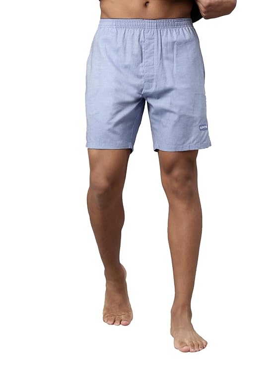 Levi's Style# 028 Plain Woven Boxer Shorts for Men with Side Pockets, Tag Free Comfort & Smartskin Technology