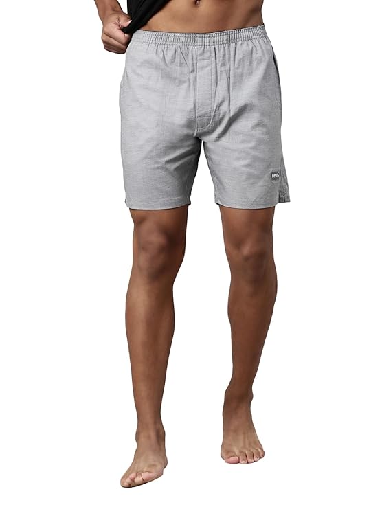 Levi's Style# 028 Plain Woven Boxer Shorts for Men with Side Pockets, Tag Free Comfort & Smartskin Technology