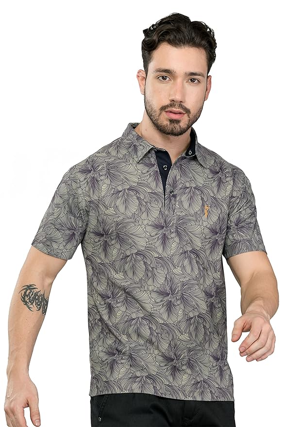 STELLERS Men's Printed Polo T-Shirt | Ultra Soft | Wrinkle Free | Quick Dry | Stretchable | Lightweight | Regular Fit