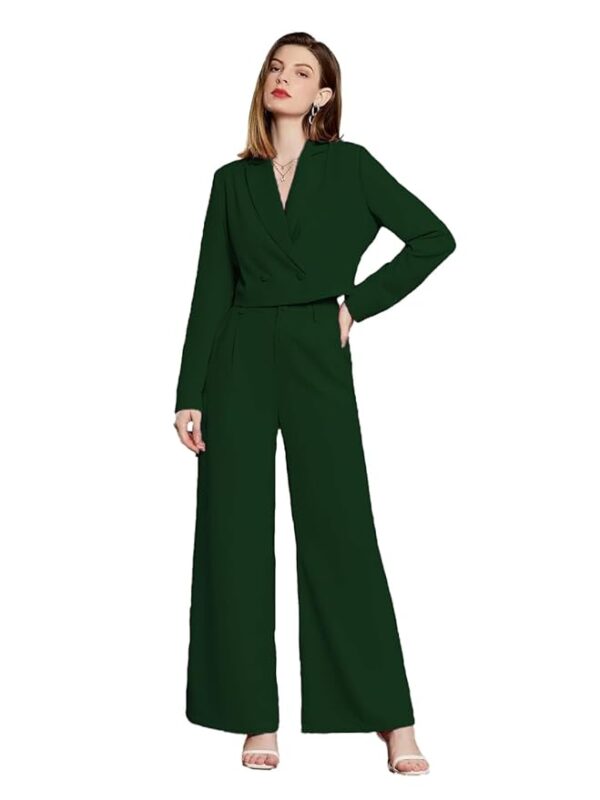 KOTTY Women's Solid Relaxed Fit Full Sleeve Co-ord Blazer and Trouser Set.