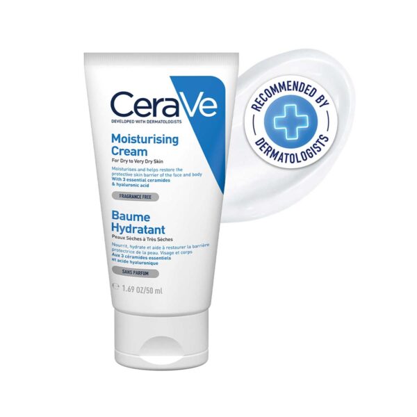 CeraVe Moisturizing Cream For Dry To Very Dry Skin (50ml) - Formulated with 3 Essential Ceramides And Hyaluronic Acid | Non-Comedogenic Moisturizer For Face and Body