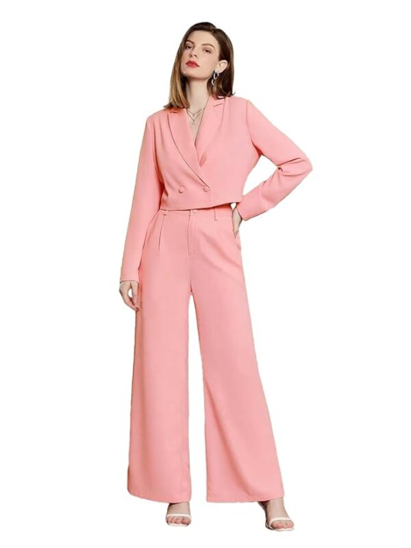 KOTTY Women's Solid Relaxed Fit Full Sleeve Co-ord Blazer and Trouser Set.