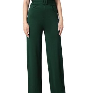 KOTTY Women's High Rise Viscose Rayon Relaxed Fit Korean Trousers