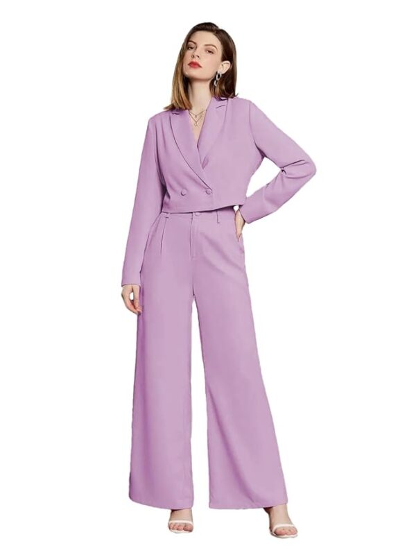 KOTTY Women's Solid Relaxed Fit Full Sleeve Co-ord Blazer and Trouser Set.