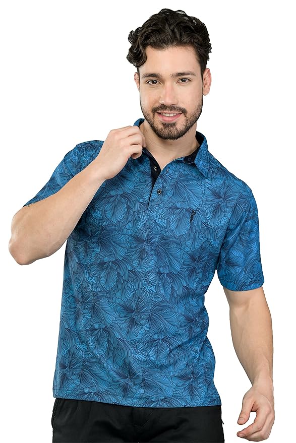 STELLERS Men's Printed Polo T-Shirt | Ultra Soft | Wrinkle Free | Quick Dry | Stretchable | Lightweight | Regular Fit