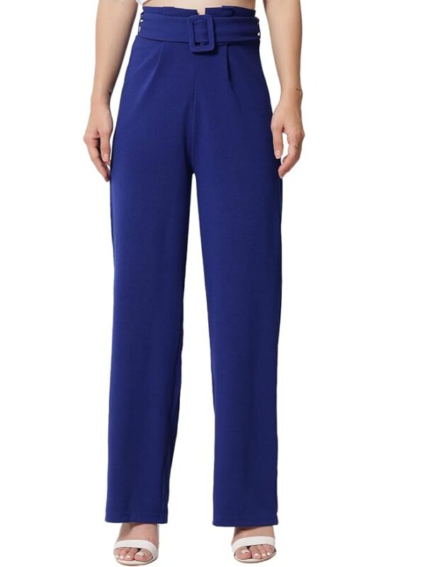 KOTTY Women's High Rise Viscose Rayon Relaxed Fit Korean Trousers